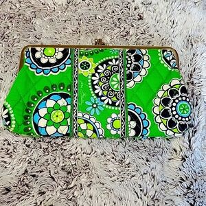 Vera Bradley Green and Blue Patterned Clutch